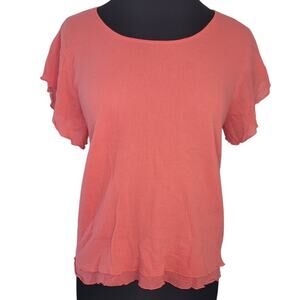 Soft Surroundings Jacinda Coral Cotton Gauze Tiered Top PS Petite EUC